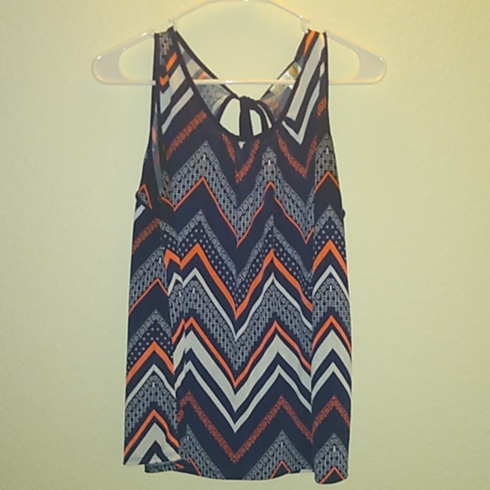 Blue and Orange Sleeveless Top